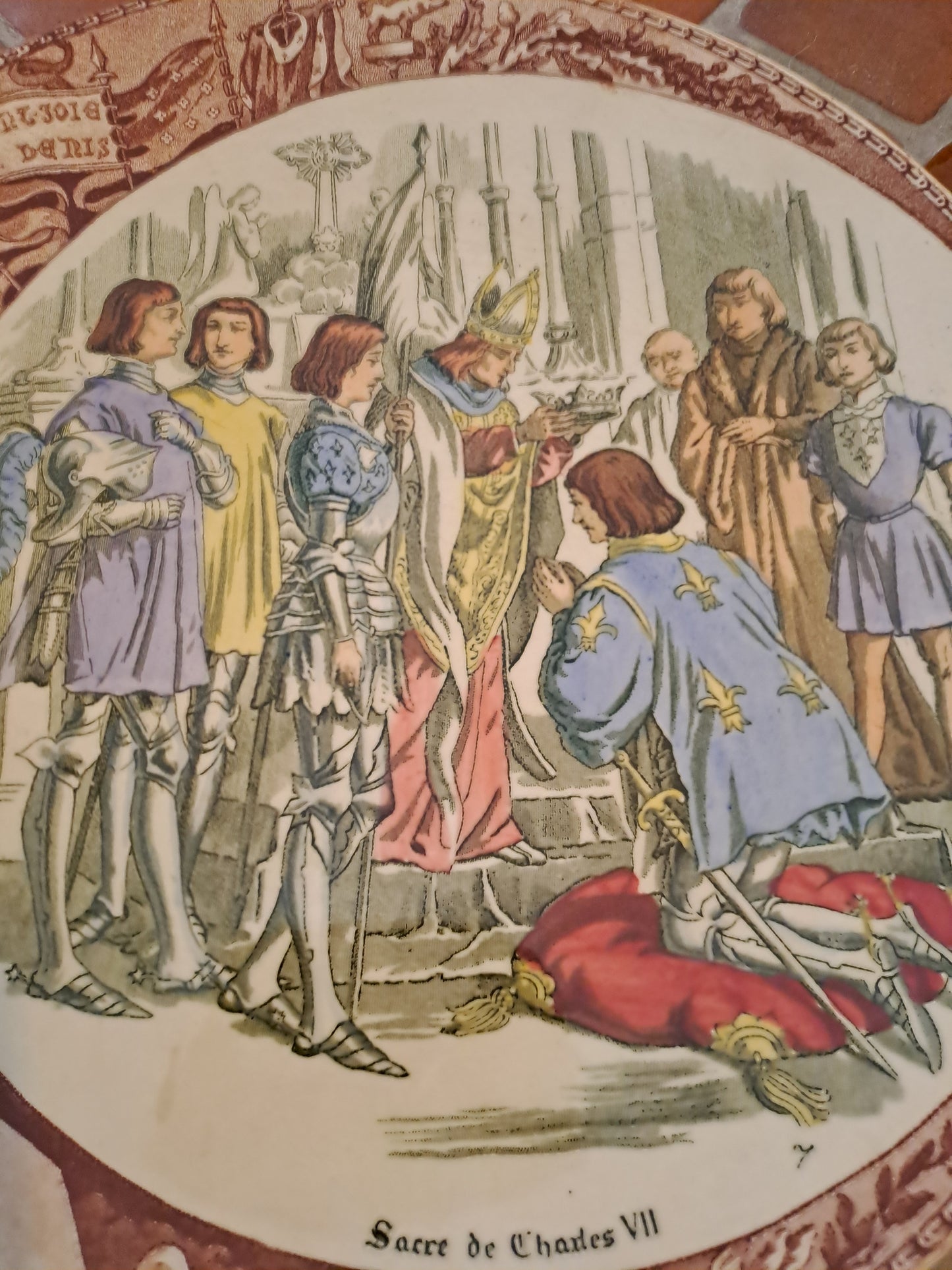 Assiette sarreguemines. Jeanne d'Arc. Sacre De Charles VII.
