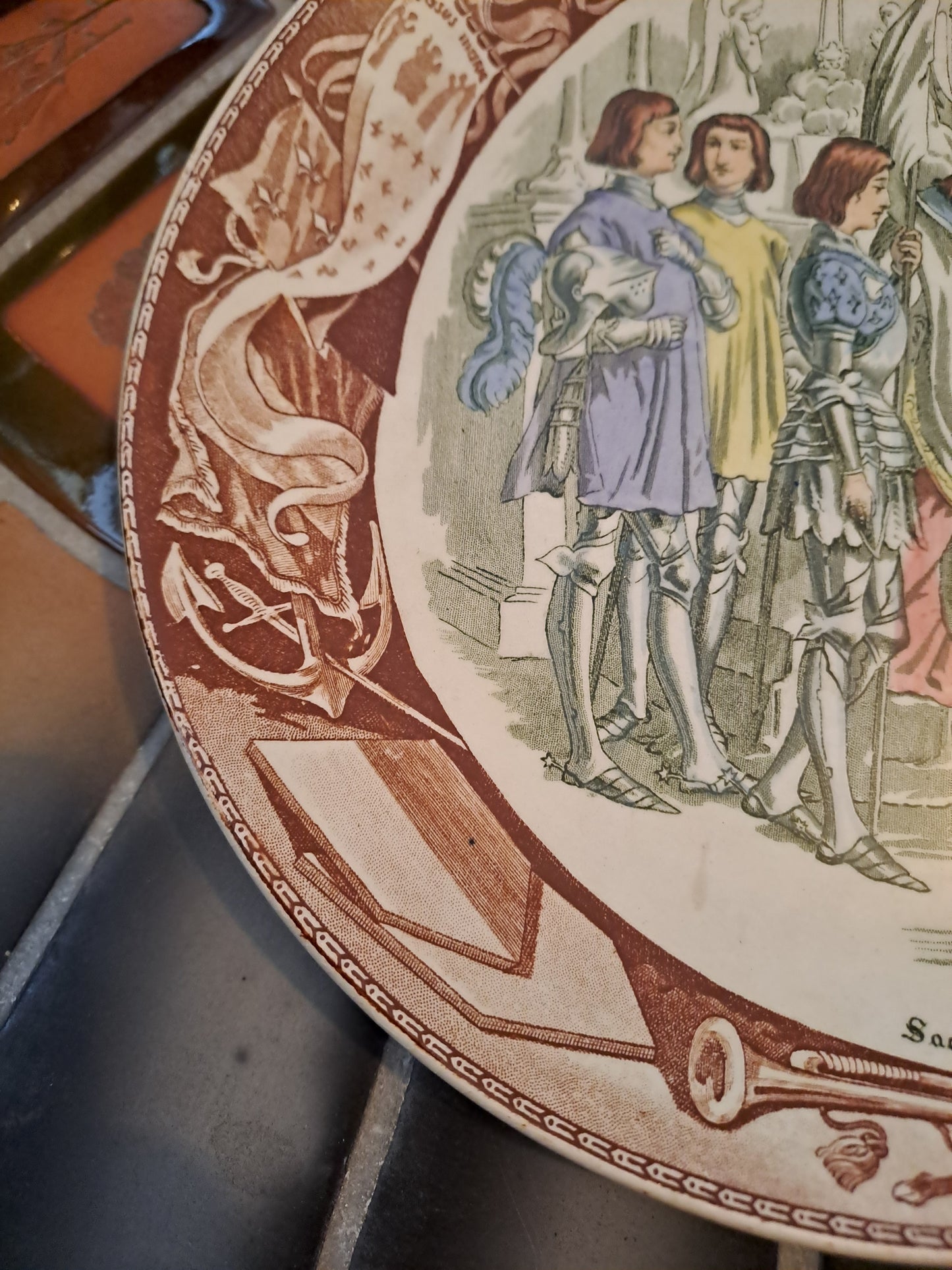 Assiette sarreguemines. Jeanne d'Arc. Sacre De Charles VII.