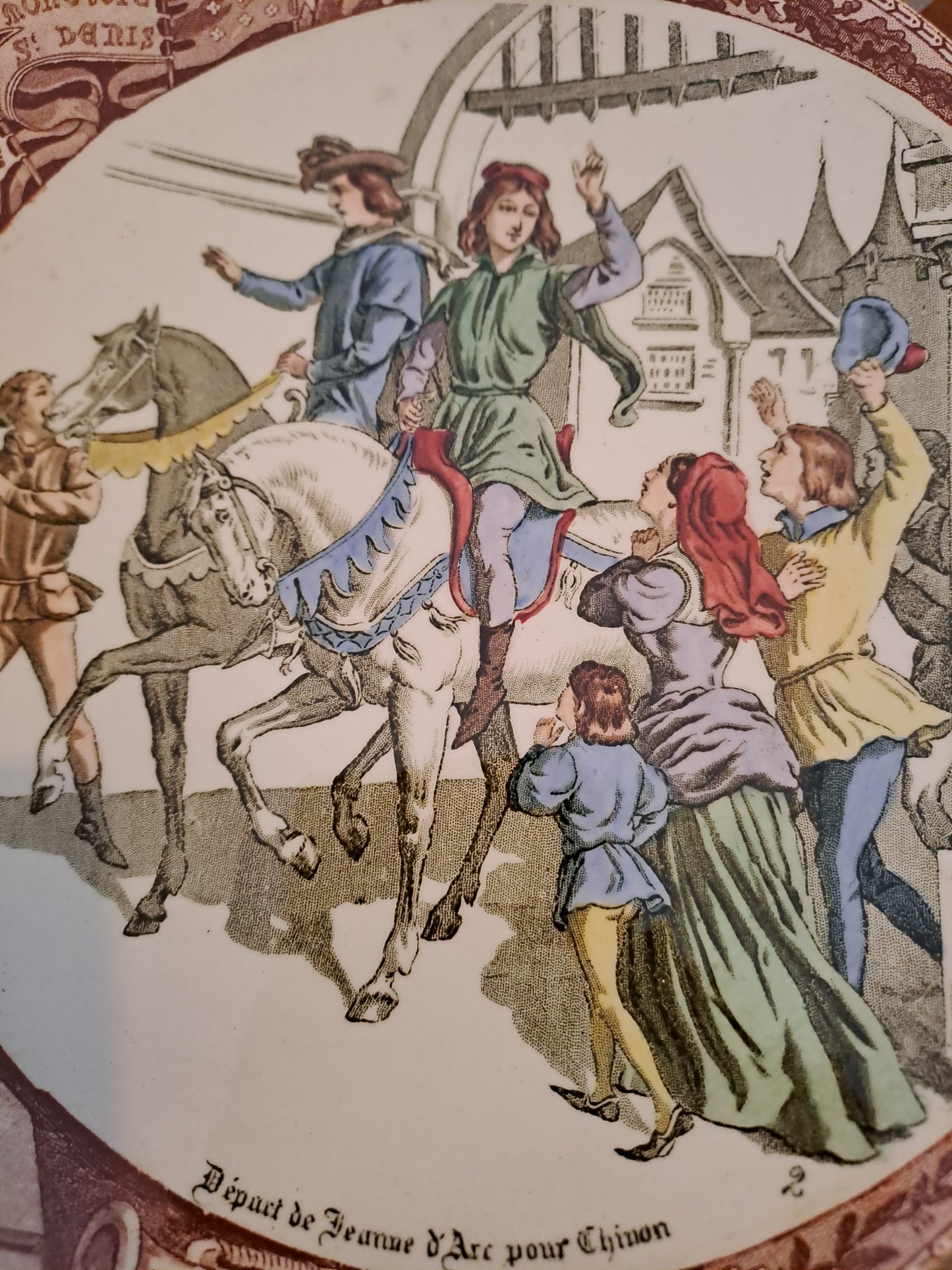 Assiette sarreguemines. Départ de Jeanne d'Arc pour Chinon.