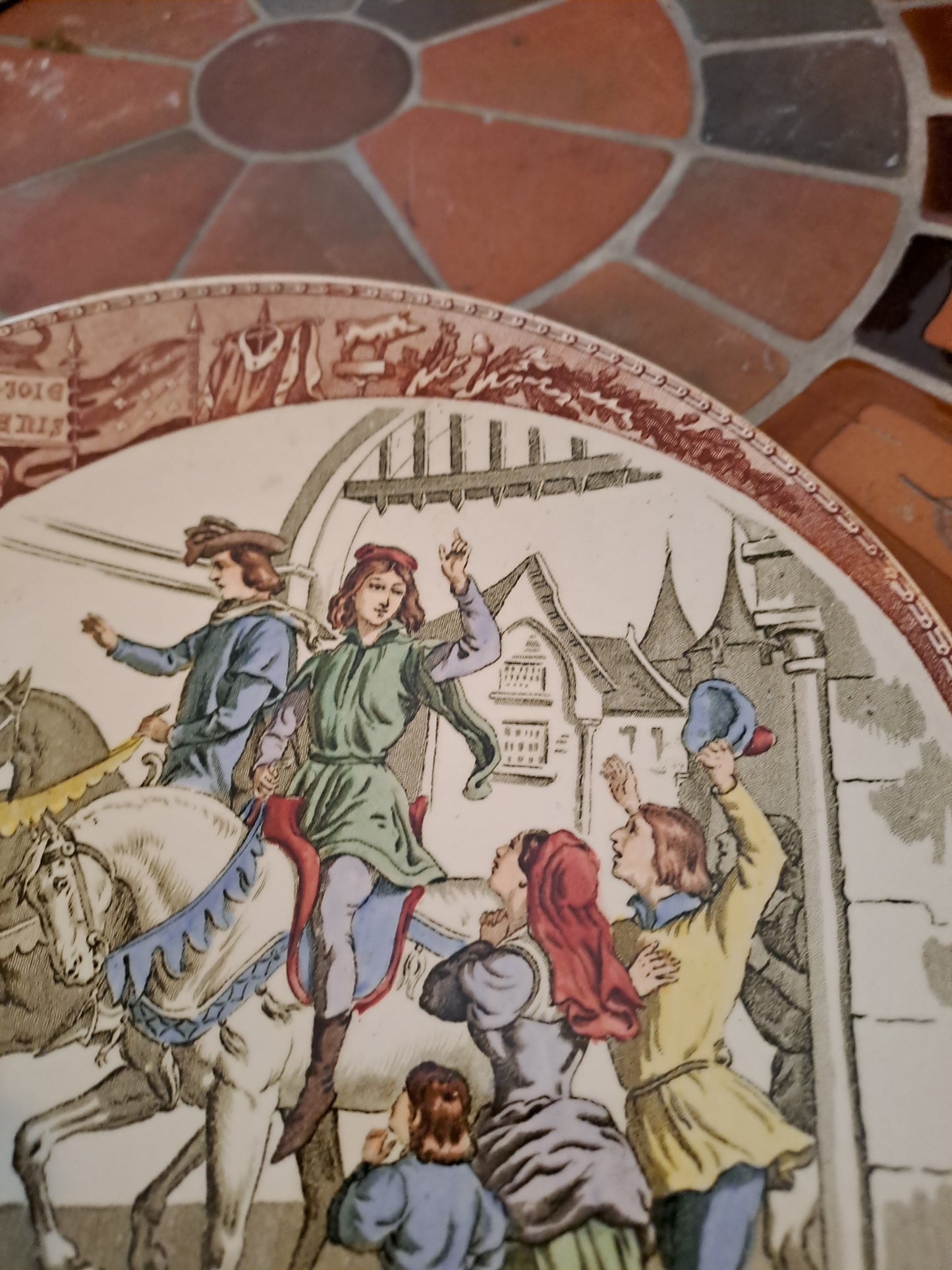 Assiette sarreguemines. Départ de Jeanne d'Arc pour Chinon.