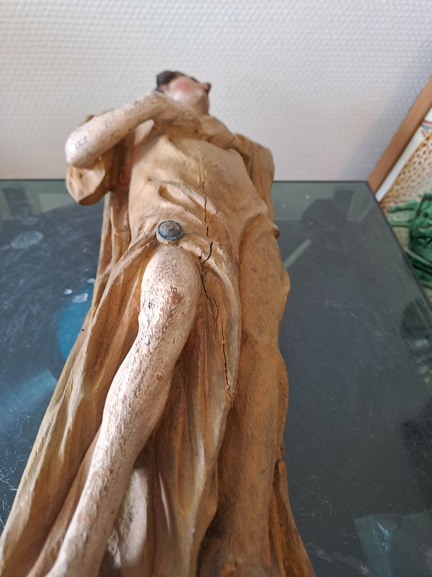 Statue en bois Polychrome. Représentant Saint Jean-Baptiste. 1ere moitié du XVIII eme