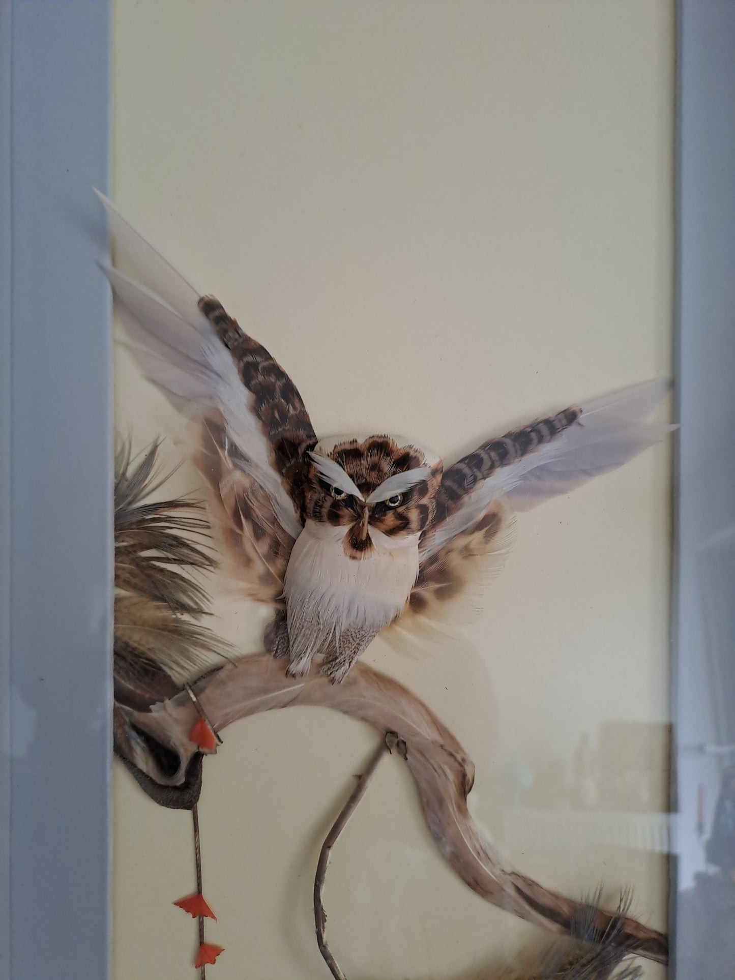 Cadre Chouette/ Hibou. En Véritables Plumes.