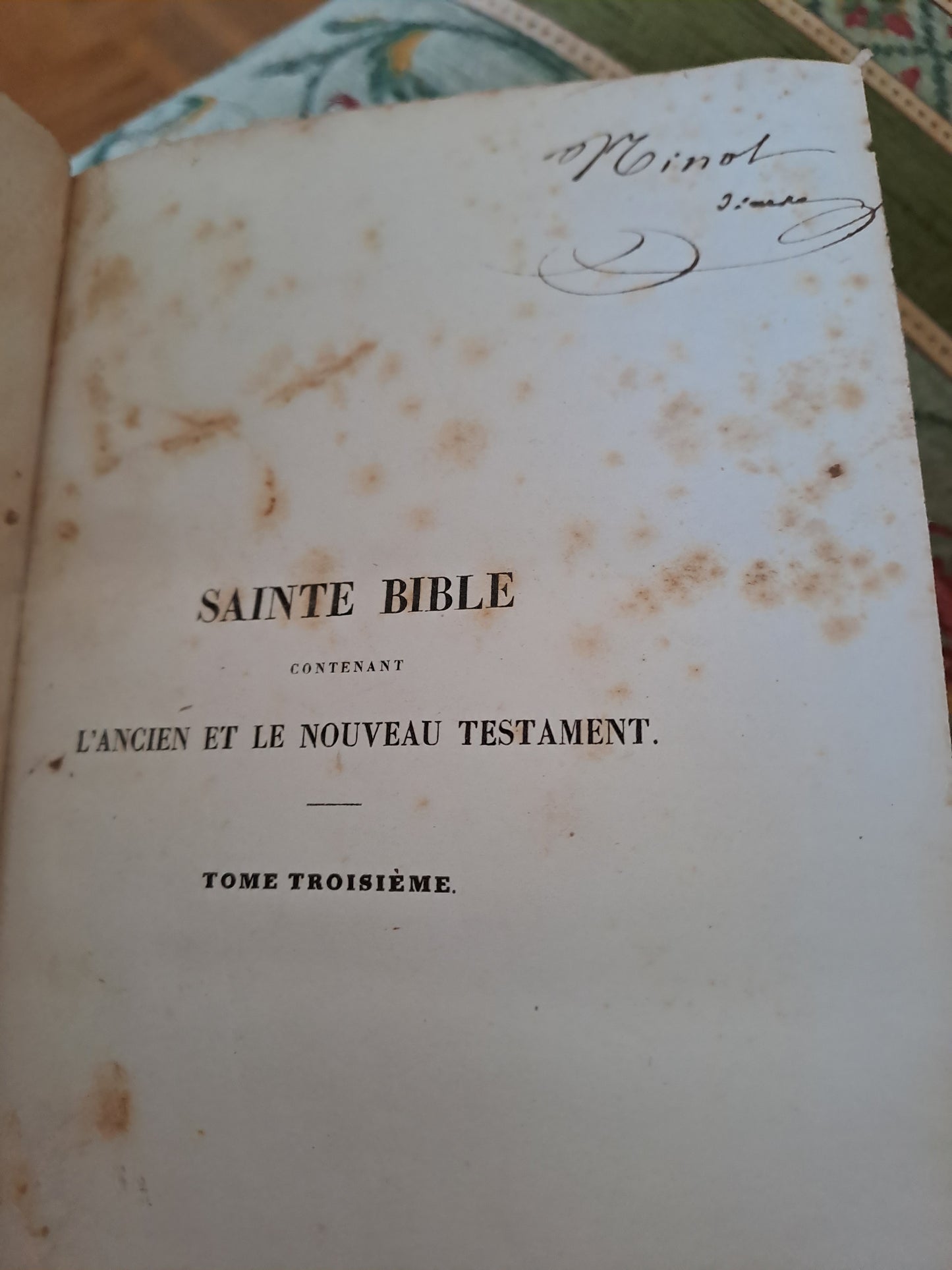 Sainte Bible. T3. R. P De Carrières commentaires de Menochius 1854