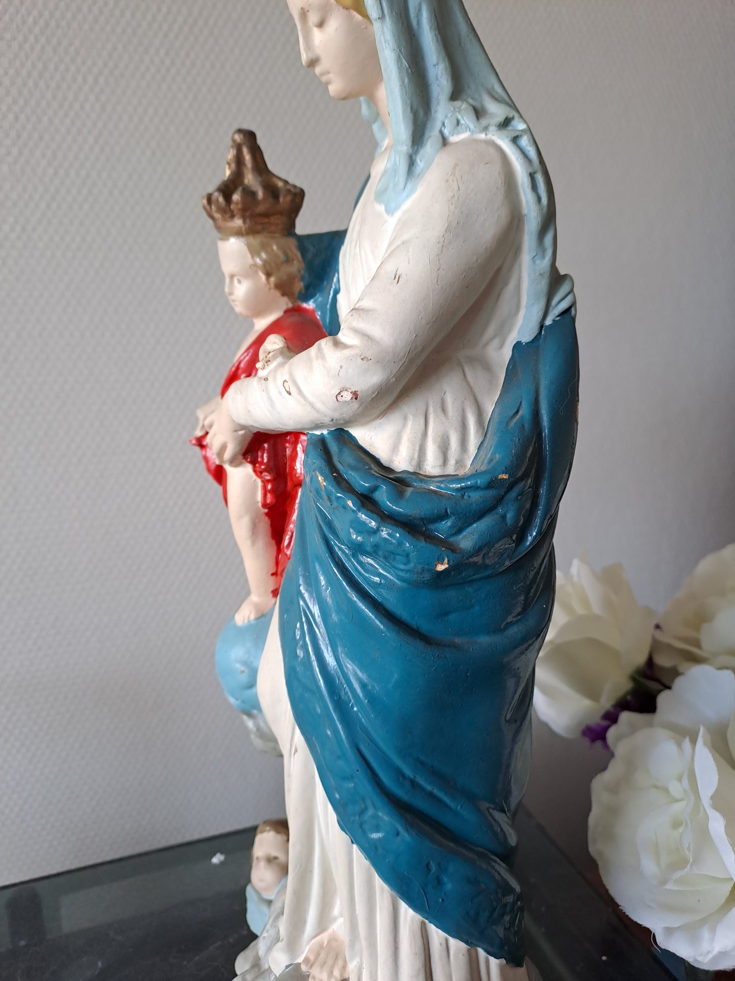 Statue représentant Notre-Dame des Victoires. 46 cm de haut. Vintage. Ancien. N°2.