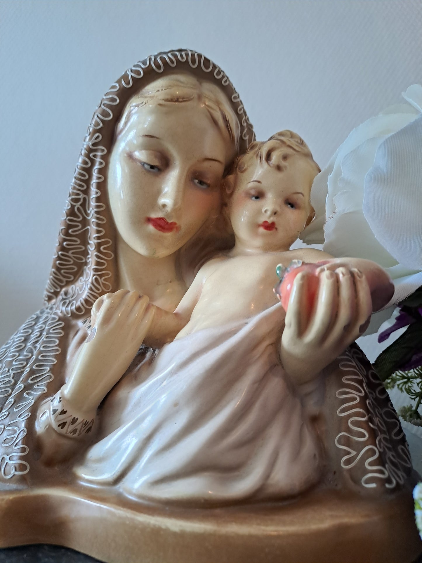 Buste Sainte-Vierge Marie Portant L'enfant Jesus.