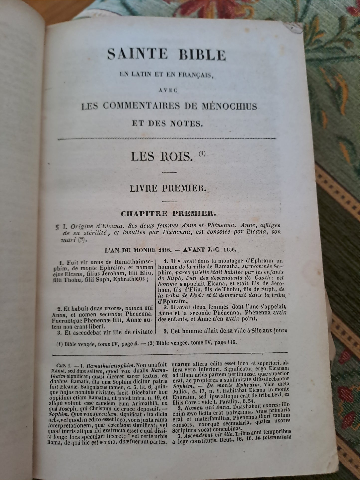 Sainte Bible. T2. R. P. De Carrières commentaires de Menochius. 1854.