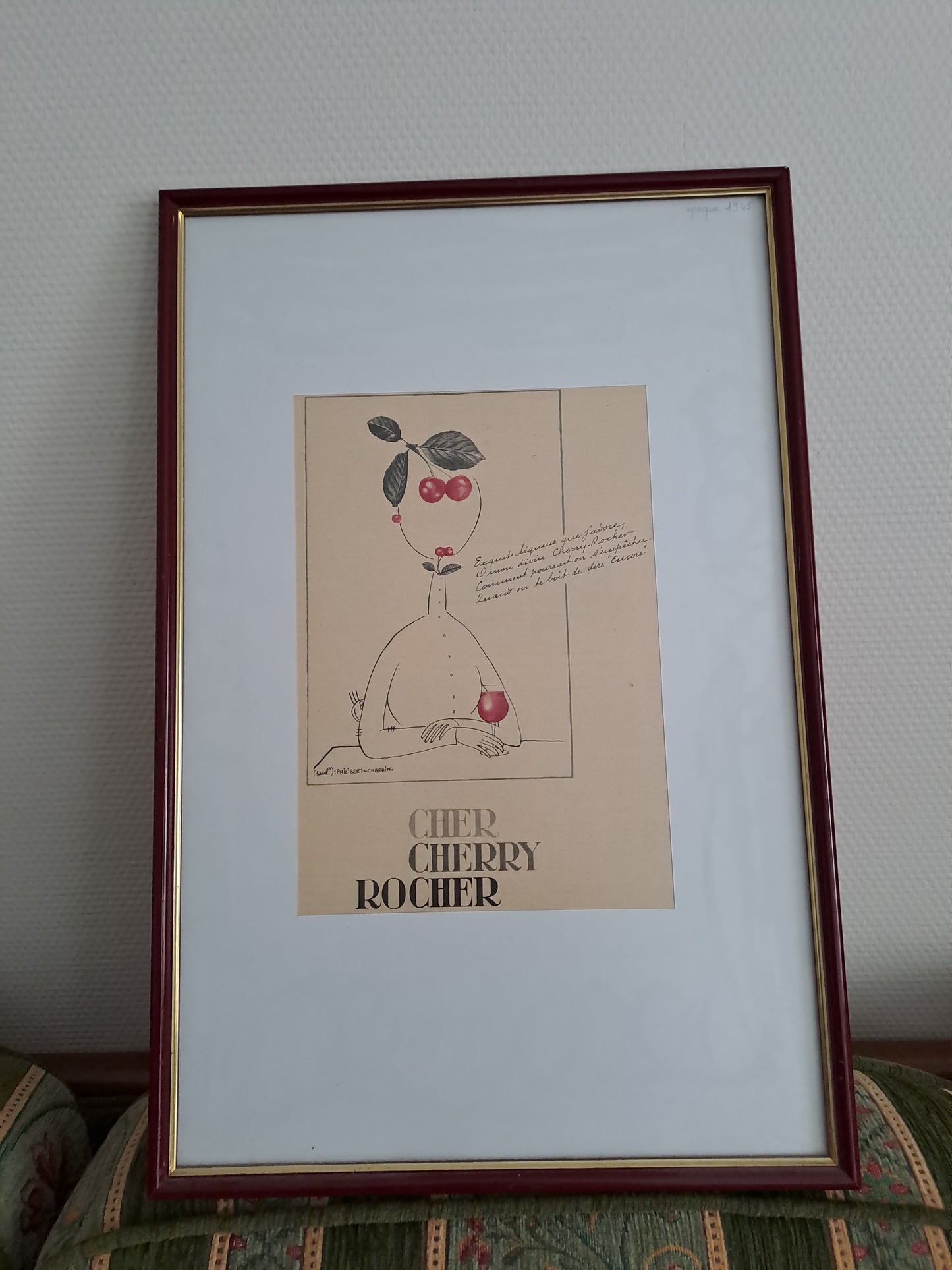 Cadre. Publicité Cher Cherry Rocher. Paul Philibert-Charrin.