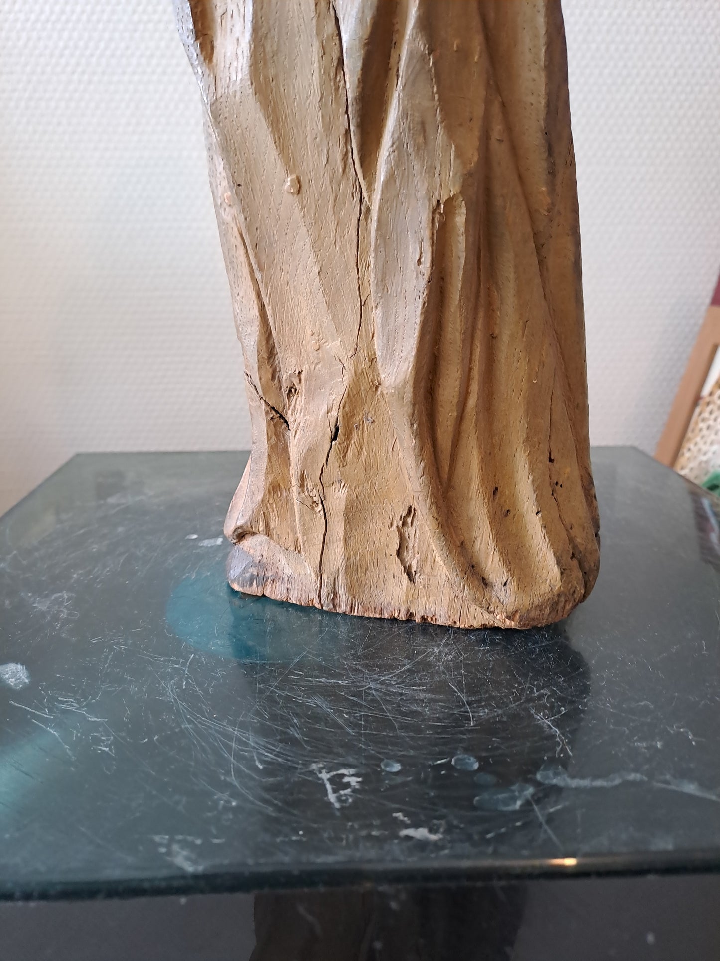 Statue en bois Polychrome. Représentant Saint Jean-Baptiste. 1ere moitié du XVIII eme