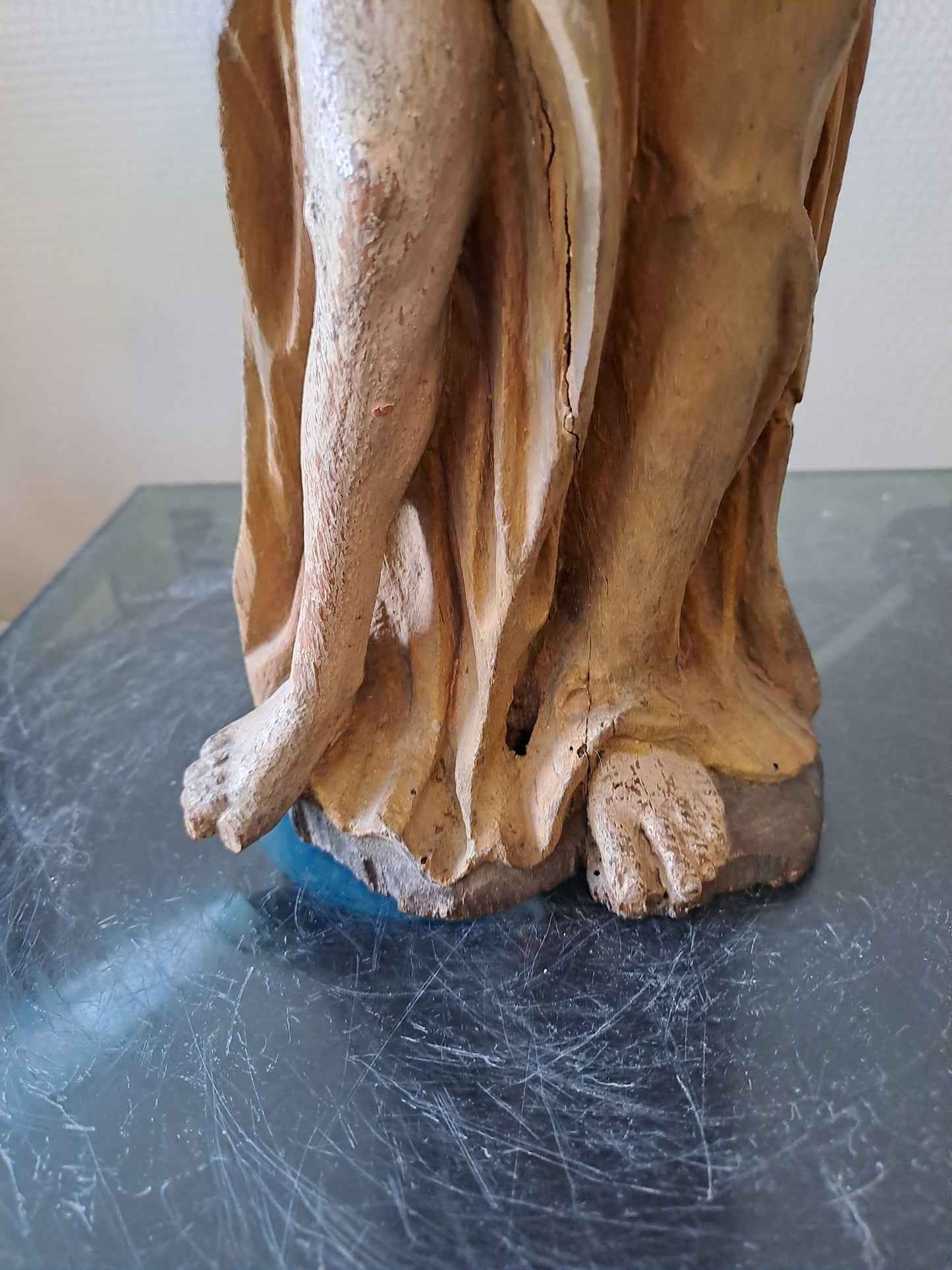 Statue en bois Polychrome. Représentant Saint Jean-Baptiste. 1ere moitié du XVIII eme