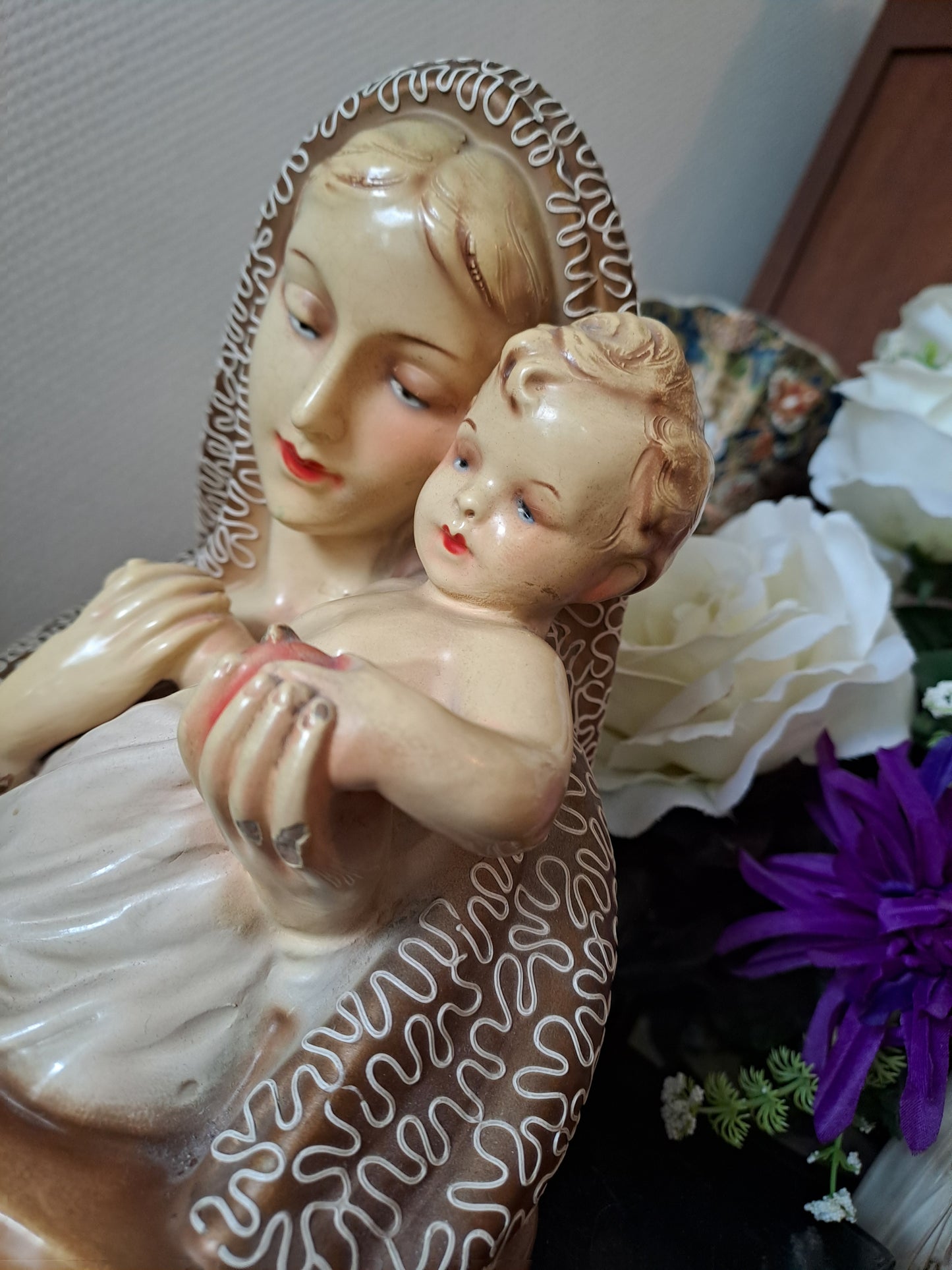 Buste Sainte-Vierge Marie Portant L'enfant Jesus.