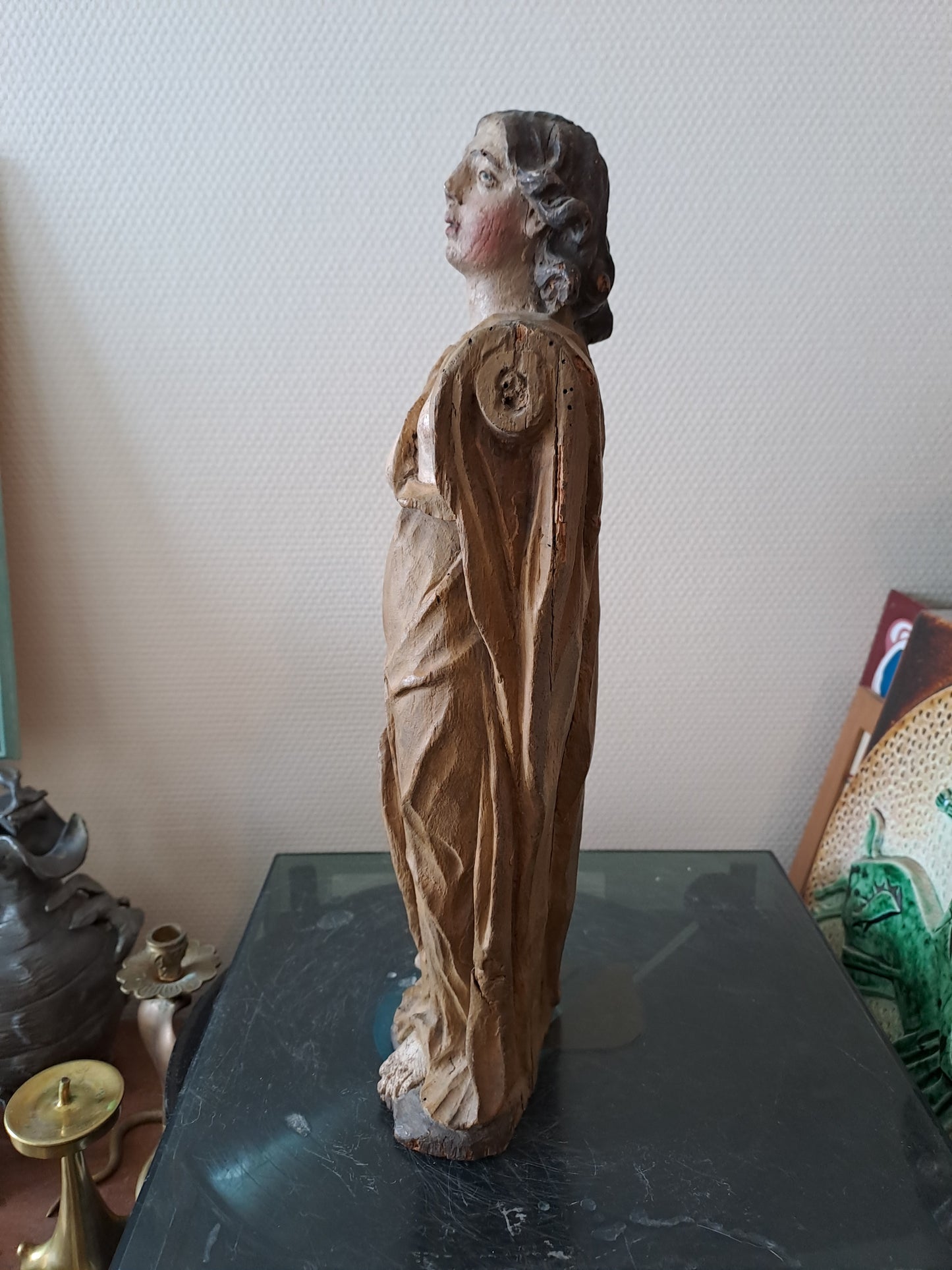 Statue en bois Polychrome. Représentant Saint Jean-Baptiste. 1ere moitié du XVIII eme