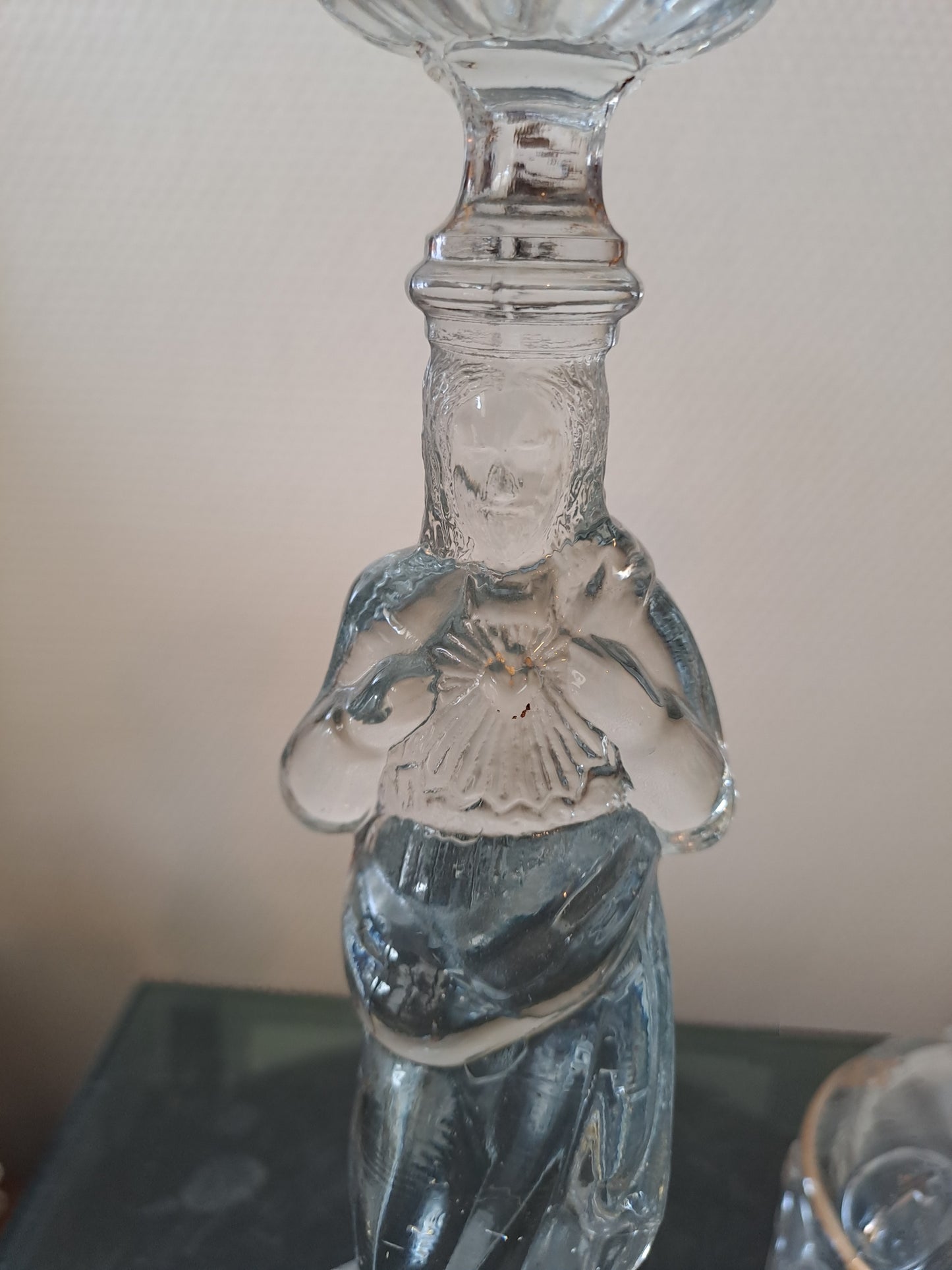 Paire de bougeoirs Sacré-Cœurs De Jésus Et Sainte Vierge Marie. Val saint lambert.