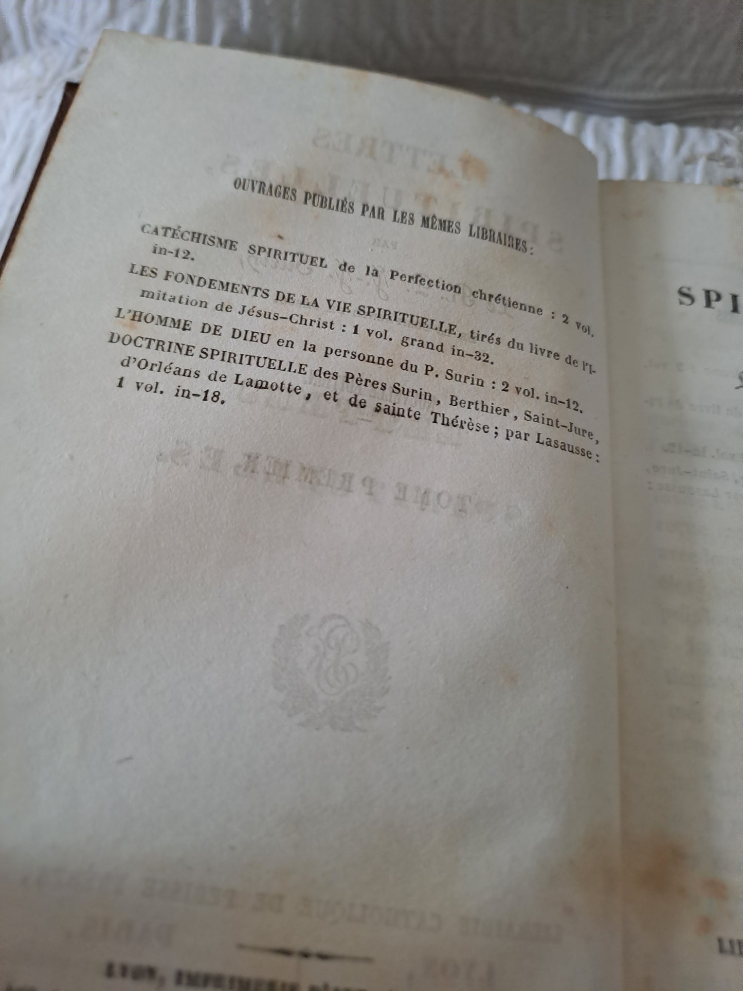 Livre. Lettres spirituelles par le Révérend Père J. J. Surin. 1846.
