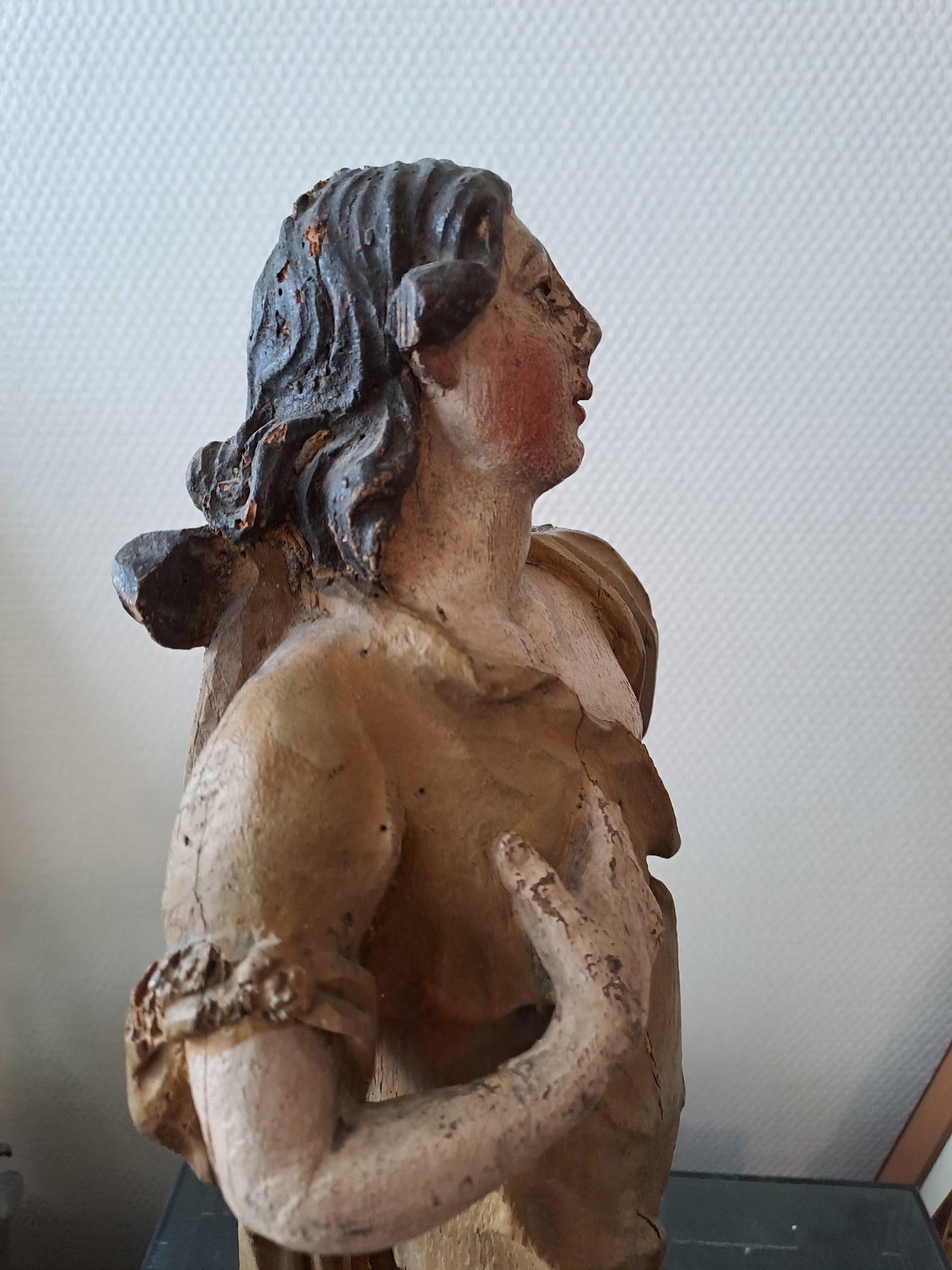 Statue en bois Polychrome. Représentant Saint Jean-Baptiste. 1ere moitié du XVIII eme