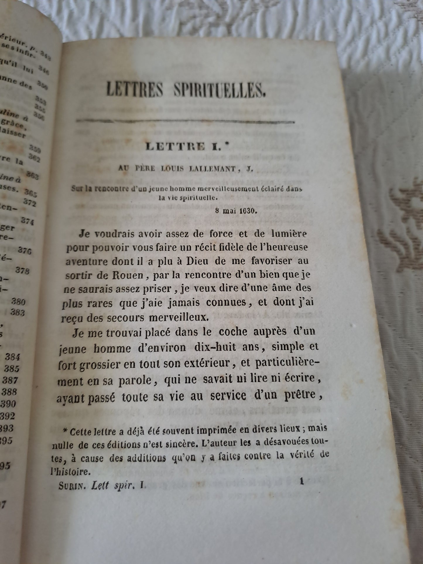 Livre. Lettres spirituelles par le Révérend Père J. J. Surin. 1846.