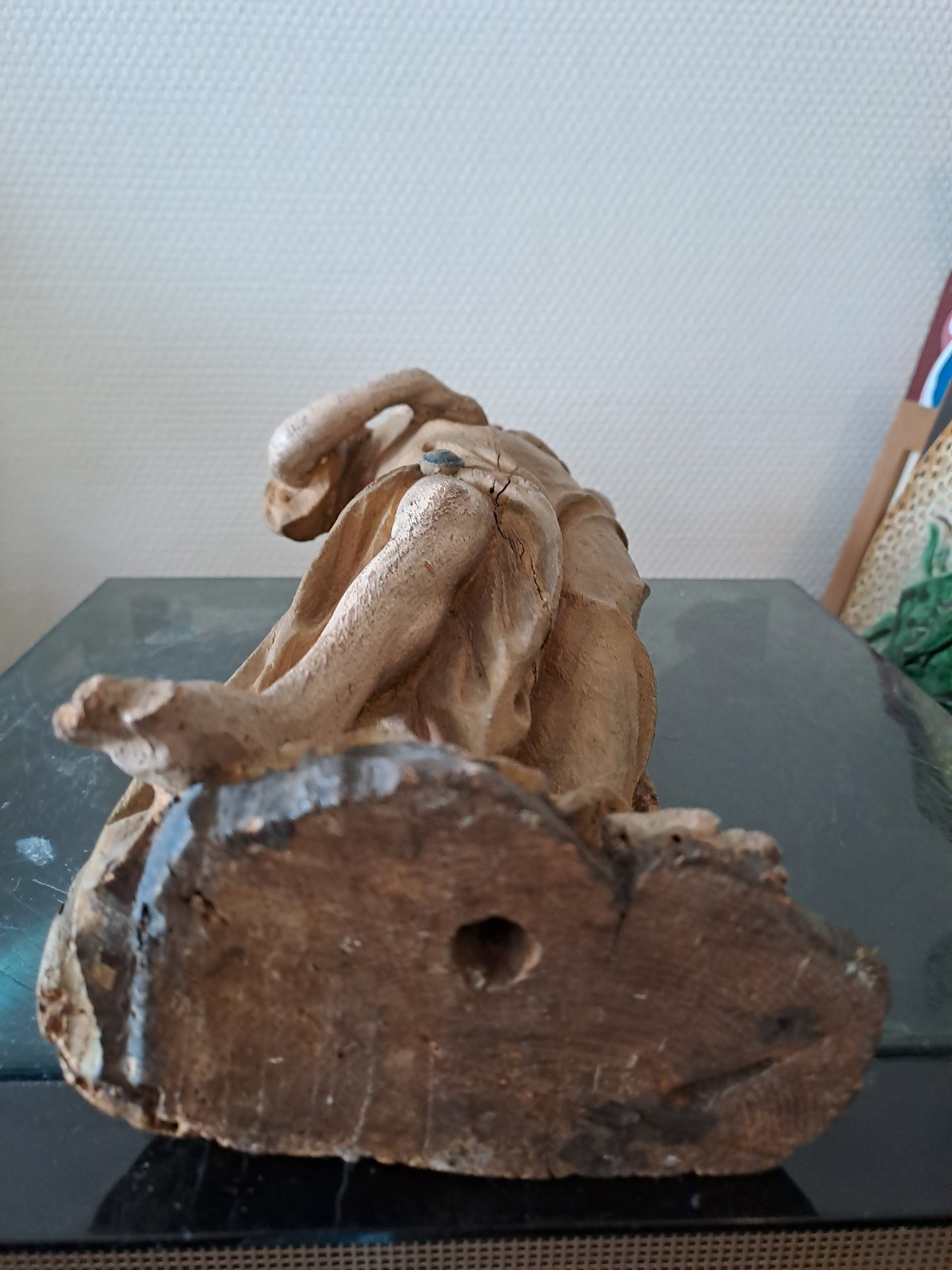 Statue en bois Polychrome. Représentant Saint Jean-Baptiste. 1ere moitié du XVIII eme