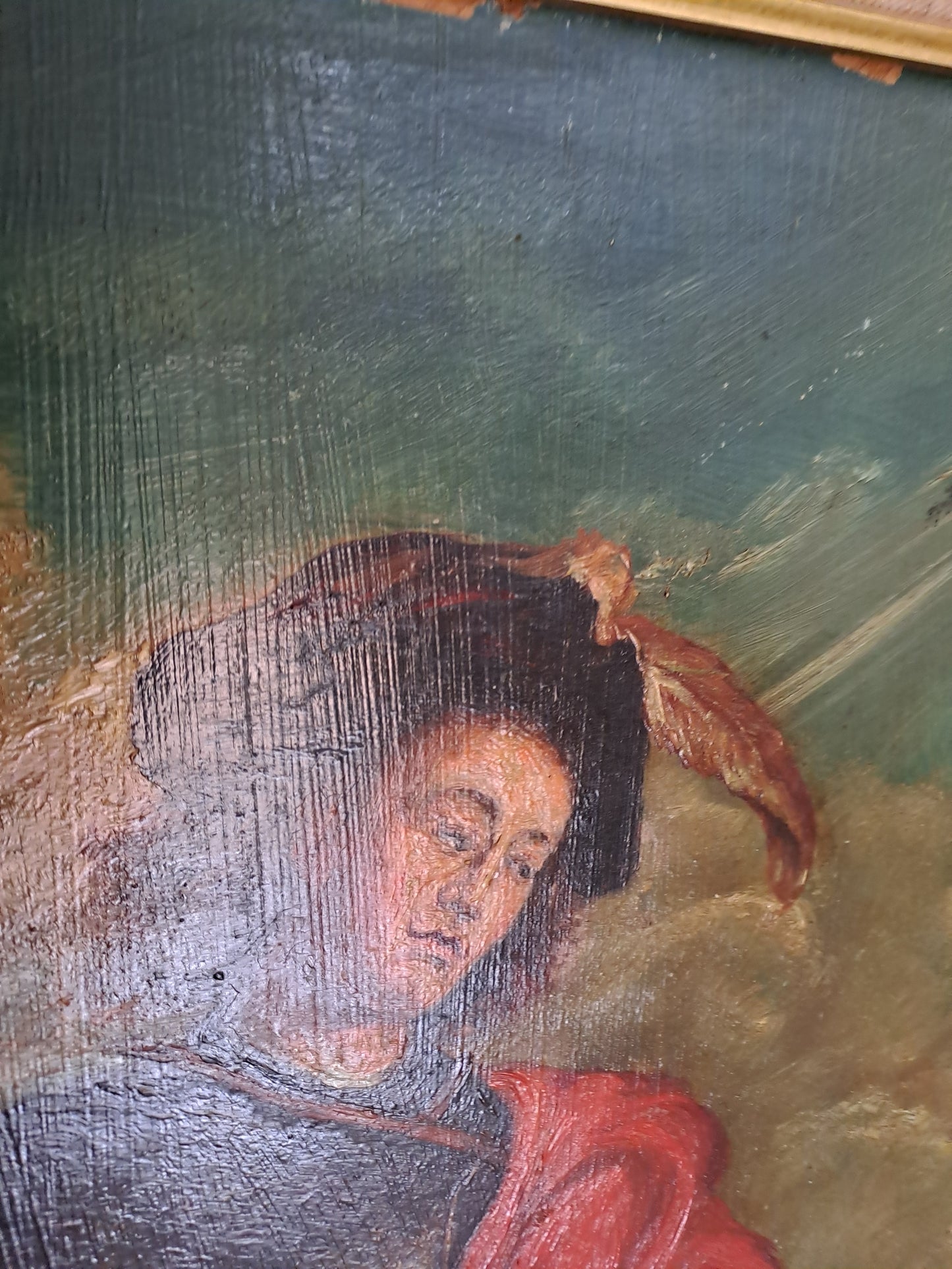 Tableau Saint-Martin et le mendiant d'après Van Dick. Signé. 125cm X 107 cm.
