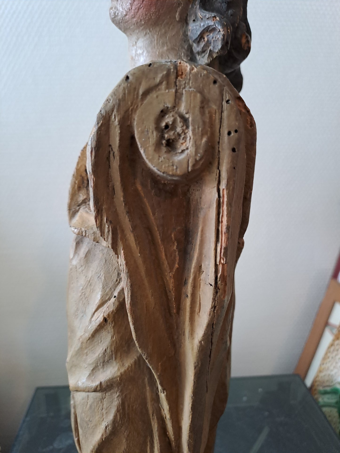 Statue en bois Polychrome. Représentant Saint Jean-Baptiste. 1ere moitié du XVIII eme