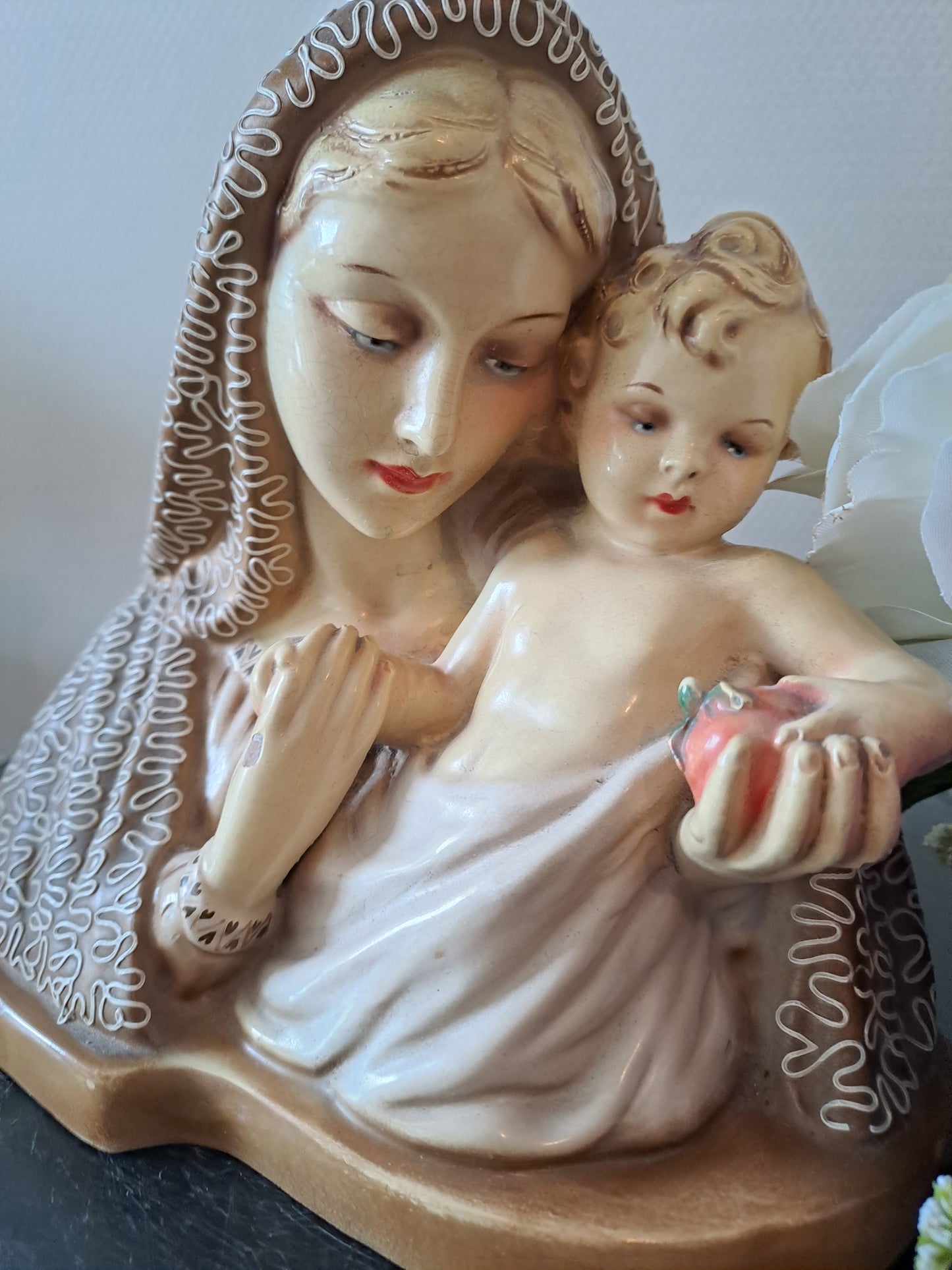 Buste Sainte-Vierge Marie Portant L'enfant Jesus.