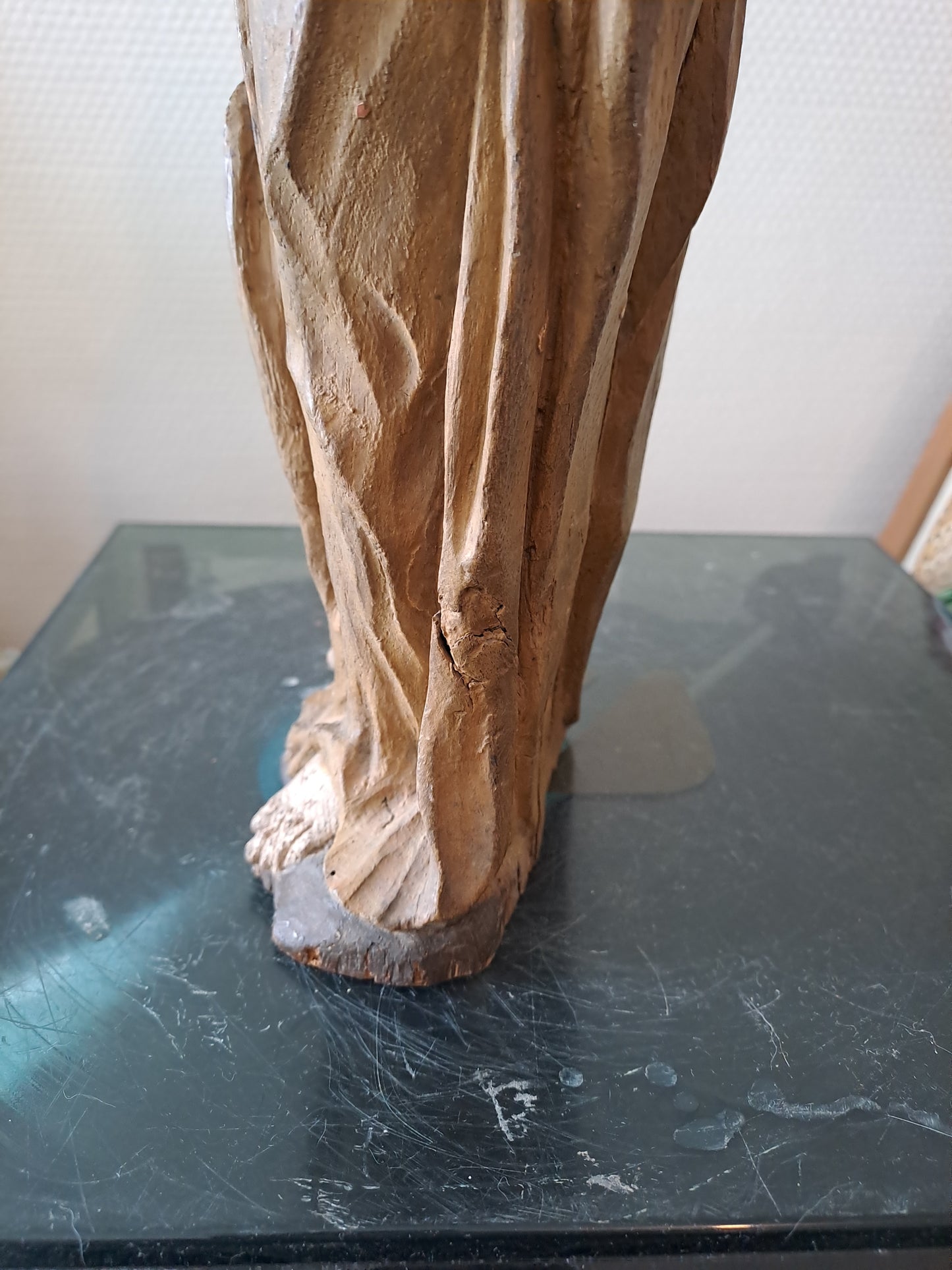 Statue en bois Polychrome. Représentant Saint Jean-Baptiste. 1ere moitié du XVIII eme