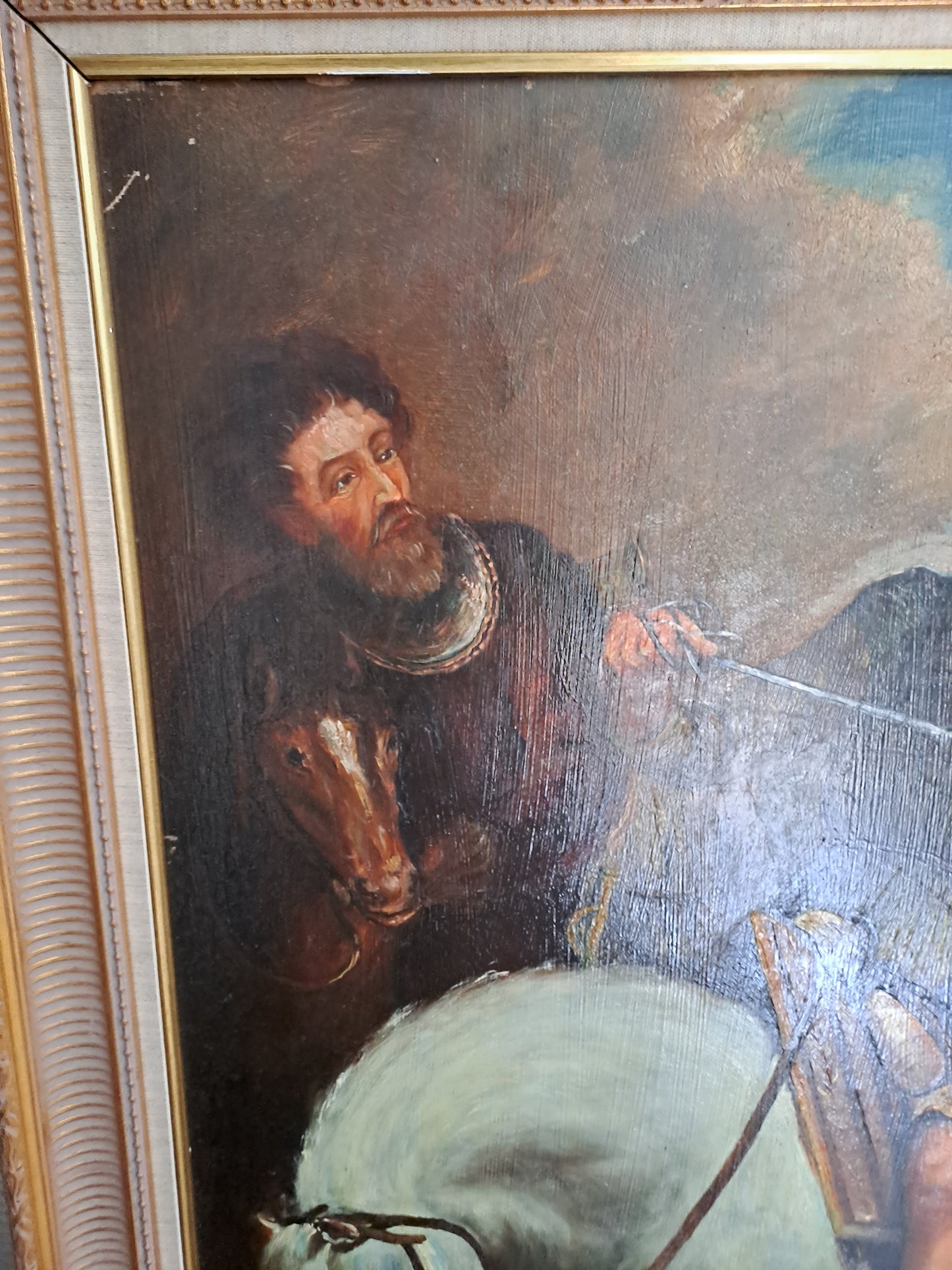 Tableau Saint-Martin et le mendiant d'après Van Dick. Signé. 125cm X 107 cm.