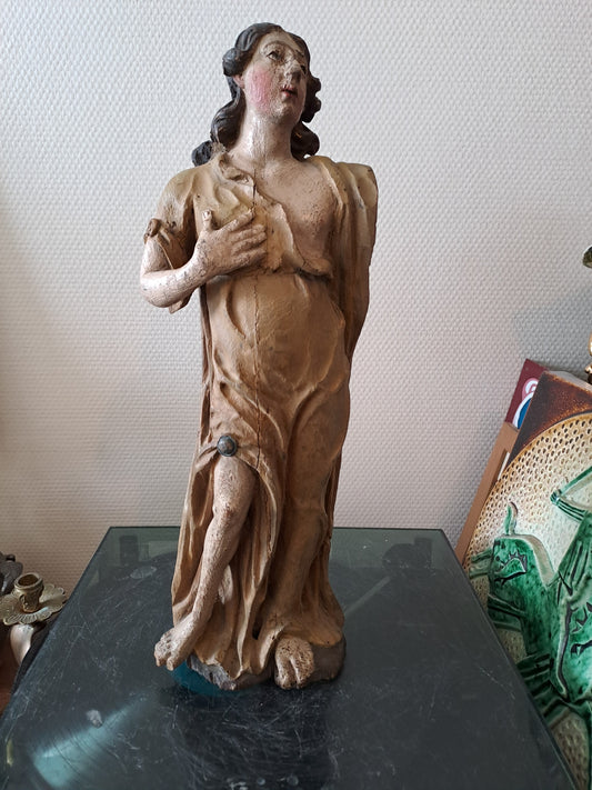 Statue en bois Polychrome. Représentant Saint Jean-Baptiste. 1ere moitié du XVIII eme