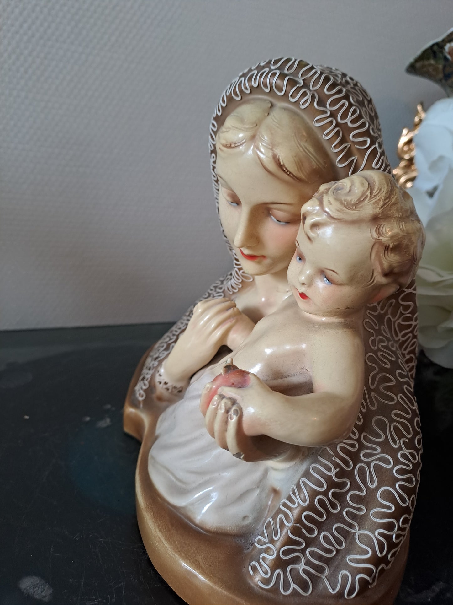 Buste Sainte-Vierge Marie Portant L'enfant Jesus.